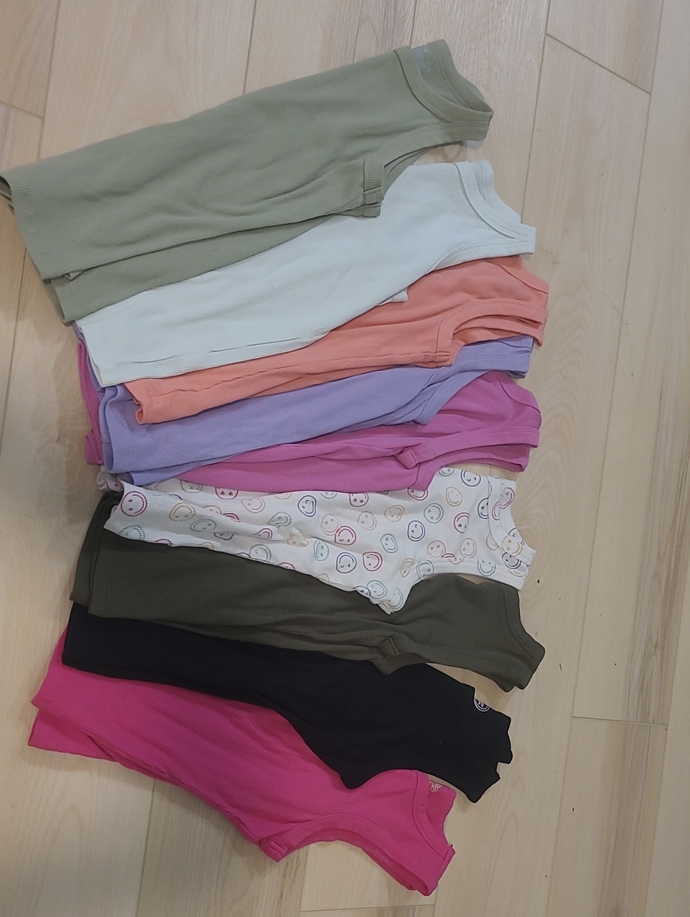 Bundle Of 9 Girls Ribbed Tank Tops - Assorted Colors, Youth XL